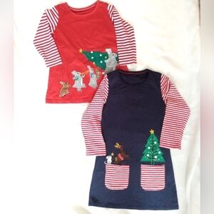 Bundle two Kids Christmas holiday dress long sleeve